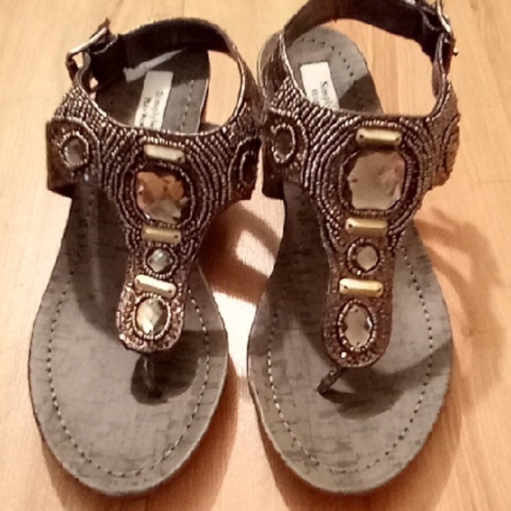 Embellished Sandals with Beaded Accents